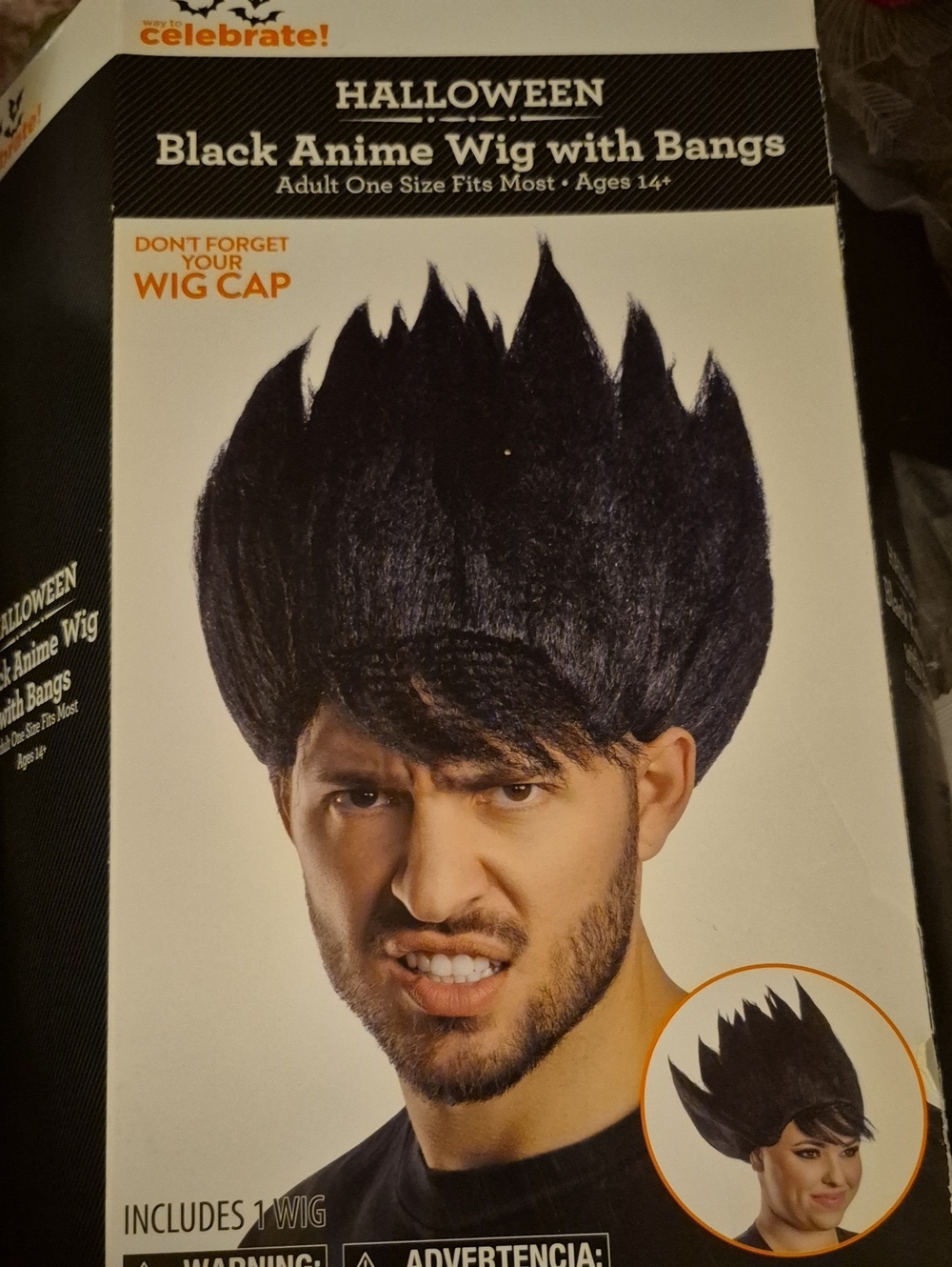 Halloween Black Anime Wig with Bangs - Unbranded